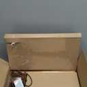 LEPOWER Wood Tripod Floor Lamp, Mid Century Standing Lamp for Living Room, Flaxen Lamp Shade, Modern Design Standing Lamp with E26 Base, Tall Floor Light for Bedroom, Study Room and Office Brown