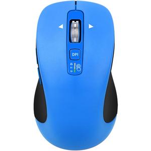 Wireless Bluetooth Mouse (USB + BT1 + BT2), Full Size, 4-Way Scrolling, Multi-Device Silent Mouse for Computer, Laptop, iPad, MacBook (Blue)