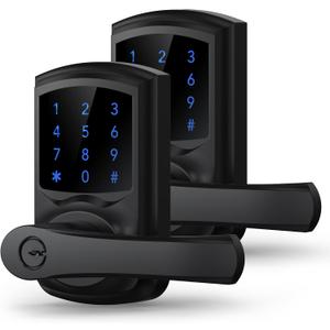 Keyless Entry Door Lock, Keypad Door-Lock with Handle, Touchscreen, Auto-Locking, Anti-peep Password, Easy to Install for Front Door, Home, Office, Matte Black 2 Pack