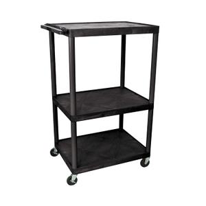 LUXOR LP54E-B 54"H AV Cart - 3 Large Shelves Electric