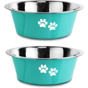 Stainless Steel Dog Bowls, Nonslip Rubber Bottom No Spill Proof Skid Metal Insulated Dog Bowls for Large Medium Small Breed Dogs (Green, 3.6 Cups/29 OZ)