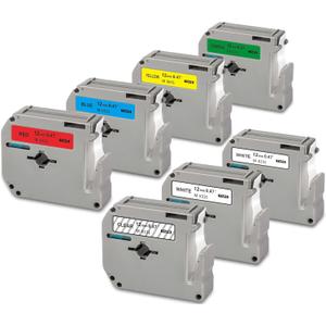 Weemay 7 Pack Color M Tape Compatible for Brother Label Maker Tape 12mm 0.47 M-K231 MK131 MK431 MK531 MK631 MK731 MK Series Labeling Tape for P Touch Label Maker PTM95 PT-90 PT-80 PT-70 PT-65 PT-45M (Black on Clear/White/Red/Blue/Yellow/Green)