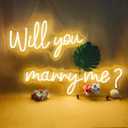 Will You Marry Me Neon Sign Large for Wall Decor, 44.5" Two-piece Free Combination Will You Marry Me ED Sign with Remote Control, Light Up Sign for Proposal Wedding Decorations, Warm Whtie