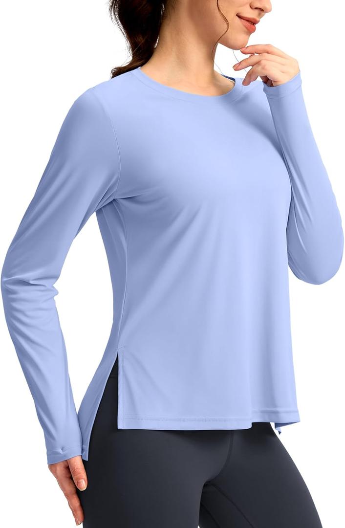 Soothfeel Women's Sun Shirts UPF 50+ Long Sleeve UV Protection Workout Hiking Tops Lightweight Quick Dry SPF Outdoor Shirt (X-Large, Blue)