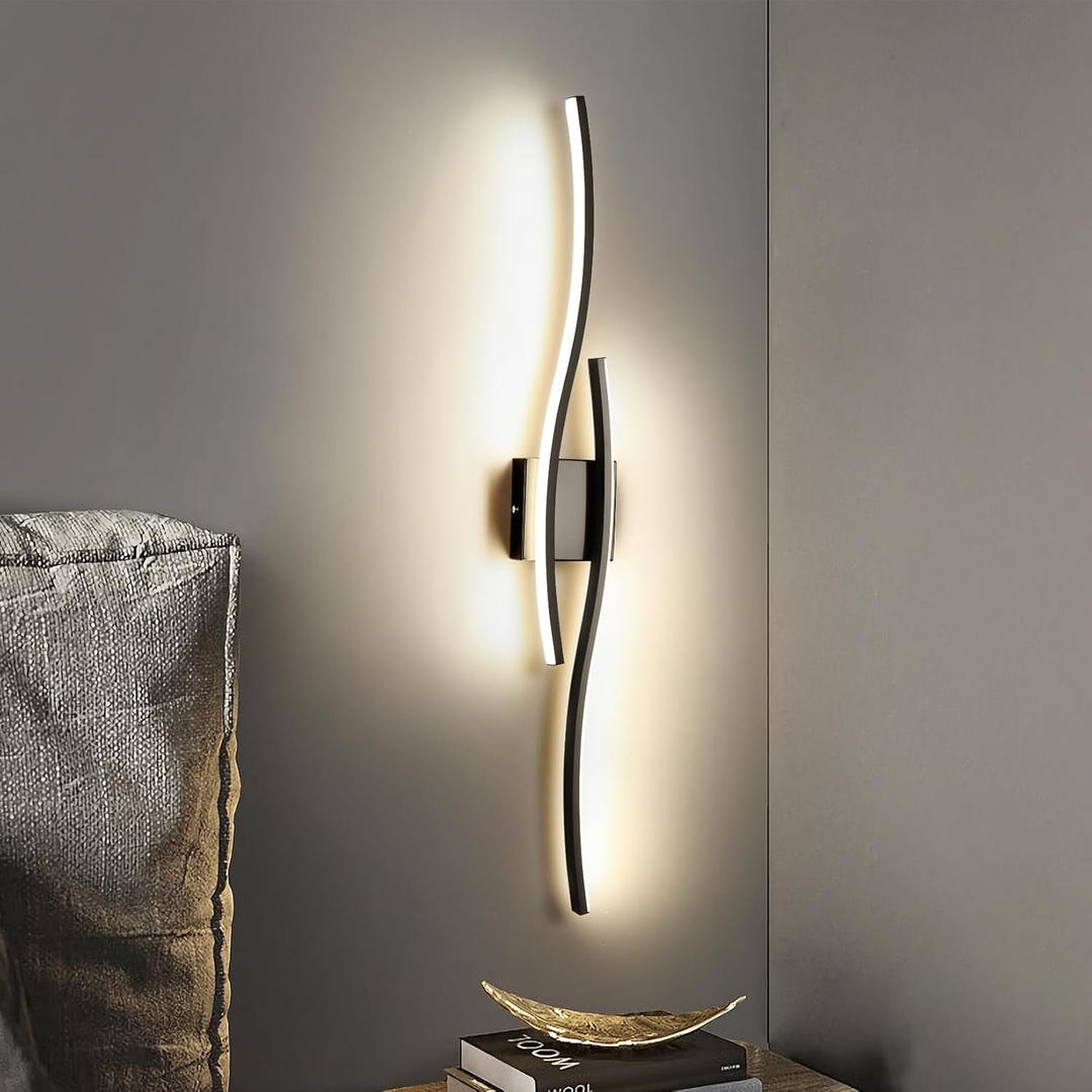 Modern Wall Sconce, Vanity Light Matte Black Sconce for Home Decor, Bathroom, Living Room, Kitchen, Hallway, 3000K-6000K