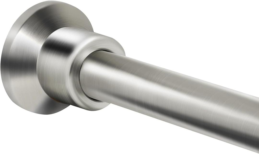 Tension Shower Curtain Rod, 1" Diameter 27-73 Inches Adjustable Shower Rod No Drill, Heavy Duty No Rust Shower Curtain Rods Spring Tension for Bathroom, Shower Stall, Nickel