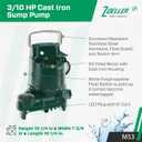 Zoeller M53 Mighty-mate Submersible Sump Pump, 1/3 Hp