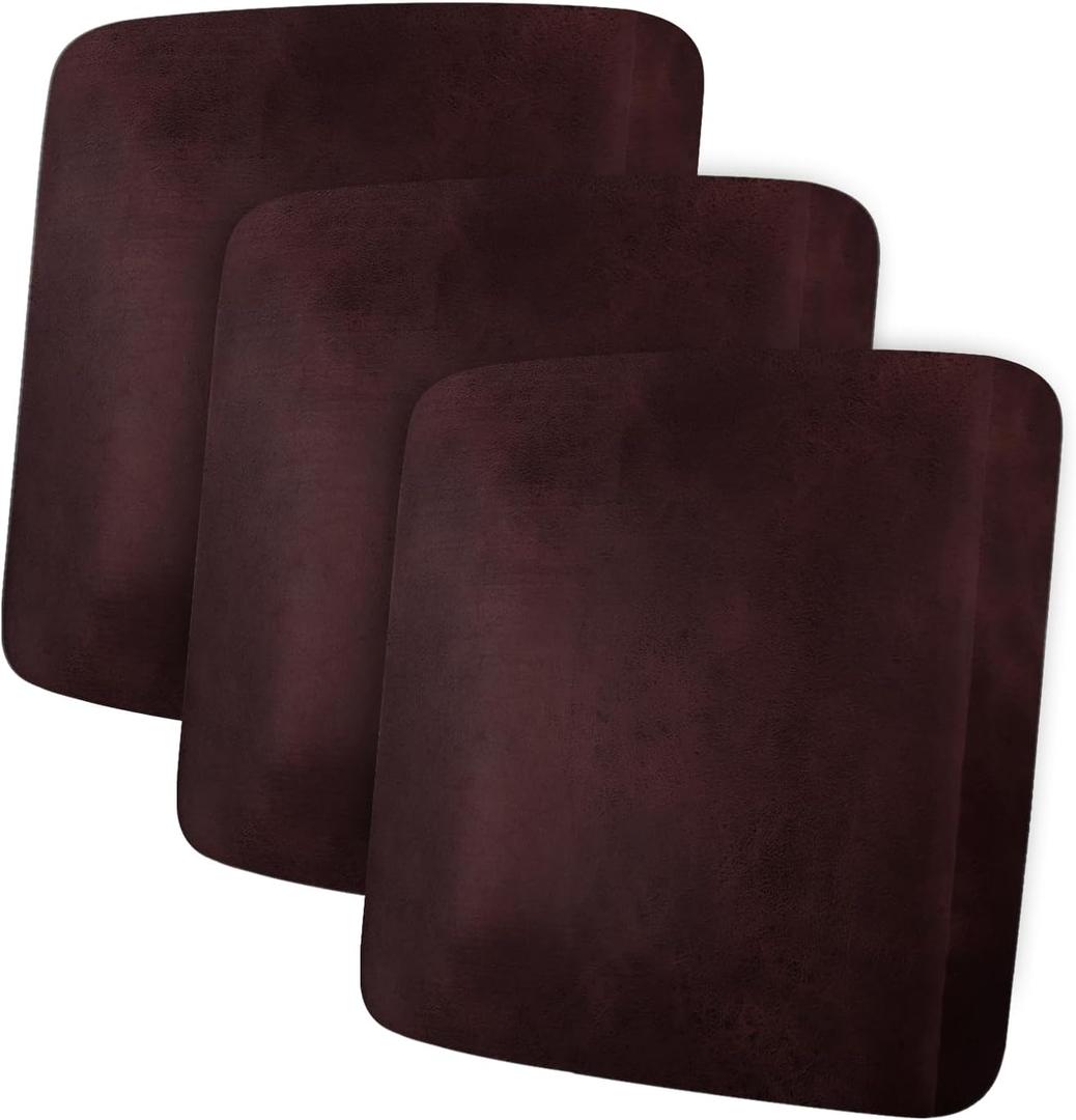 Leather Look Couch Cushion Covers Sofa Seat Slipcovers Sets Couches Furniture Protector for Sectional Armchair Loveseat Pets Kids Stretch Spandex Fabric (3 Cushion Sofa, Burgundy)