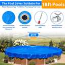 18FT Round Winter Pool Cover, Thick Above Ground Pool Cover Winter Pool Cover Protector Cover with Winch, Cable, Pool Pillow and Cover Weights, Increase Stability&Tear-Resistant, Cold and UV Resistant, 21 feet