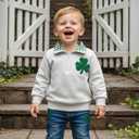 Toddler Boy Girl Christmas Outfit Quarter Zip Sweatshirt with Plaid Collar Shirt Pullover Top (3-4T, C1 Green Shamrock)