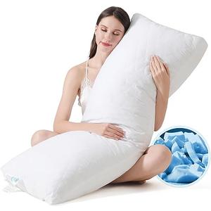 DOWNSTORIA Memory Foam Body Pillow, Fluffy Full Body Pillows for Adults, Quilted Large Long Bed Pillow Insert for Sleeping, Firm & Supportive (20x54 inch, White)