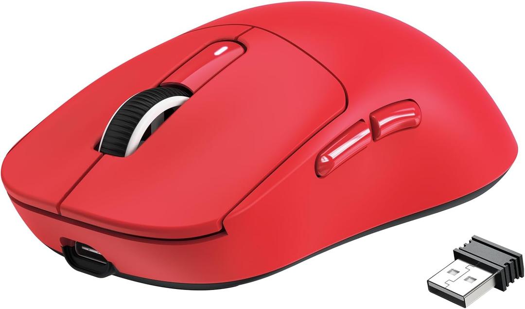 ATTACK SHARK X3 Wireless Gaming Mouse, 49g Ergonomic Computer Mouse, Triple Modes PAW3395 26K DPI Optical Sensor, 200h Battery Life, Programmable Buttons, Gaming Accessories for PC/Laptop/Mac (Red)