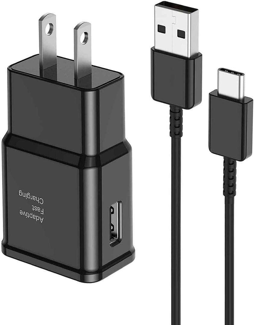 Fast Charger for Samsung 6FT Type C Fast Charging Cable Cord with Android Phone USB Wall Charger Block for Samsung Galaxy S10 S9 S8 Plus/Note 20 10 9 8/S20 S21 S22 S23 S24 Ultra/A52 53 54 55
