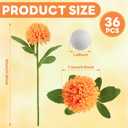36 Pcs Artificial Flowers Chrysanthemum Ball Flower Orange Fake Silk with Stems Ball Bouquet Fake Mums Floral for Mexican Day Home Decor Table Centerpiece Parties
