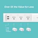 kasa smart Plug Power Strip KP303, Surge Protector with 3 Individually Controlled Smart Outlets and 2 USB Ports, Works with Alexa & Google Home, No Hub Required , White
