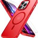 Miracase Magnetic Series for iPhone 13 Pro Max Case [Compatible with MagSafe] [with 2X Screen Protectors] Military-Grade Protection, Anti-Fingerprint, Slim Phone Case for iPhone 13 Pro Max, Red