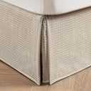 MIYE Pleated Waffle Weave Bed Skirt, Tailored Dust Ruffle 16 Inch Drop Easy Fit, Machine Washable, No Split Corners (Beige, Queen - 16" Drop)