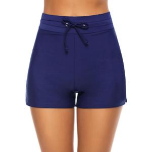 Tournesol Women's Swim Shorts High Waisted Bathing Suit Bottoms Swimsuit Tankini Boy Shorts with Liner (S, Navy Blue)