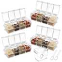 Dimeho 4 Set Acrylic Clear Seasoning Rack Spice Box Condiment Containers Spices Storage Jars Kitchen Countertop Organizer Box with Spoons & Lids for Salt Sugar Pepper Topping