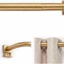 Gold Around Curtain Rod 30 to 60 Inch,Heavy Duty Adjustable Metal Drapery Rod with French Return, 7/12" Curved Blackout Rod for Home & Office