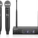 Dual Channel Wireless Microphone System, MELONARE Auto-Scan Professional Cordless Dynamic Mic Set, 260ft Range, 2x100 UHF Metal Wireless Mic for Singing, Karaoke, Church, Wedding, DJ (MWU-20-2H)