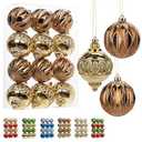 12 PCS Large Christmas Ball Ornaments Set for Tree, Shatterproof Xmas Tree Decorations Balls, Assorted Design Plastic Ornaments for Holiday Wedding Party, Big Brone Christmas Balls