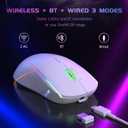 FFJ Wireless Gaming Mouse, 24000 DPI, Tri-Mode 2.4G/USB-C/Bluetooth 5.3 Gaming Mouse Wireless, RGB Programmable Mouse Gamer, 75Hrs Battery Life, Rechargeable Gaming Mice for PC, Mac, PS5, Xbox - White