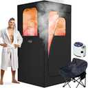ouluu Large Portable Steam Sauna, 3L Steamer Portable Sauna Box for Home, Personal Sauna with Big Sauna Chair, Remote Control, Foot Massager, 3.2’ x 3.2’ x 6.0’, Black