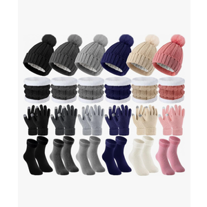 30 Pcs Winter Beanie Scarf Gloves Socks Set for Women Men, Fleece Lined Neck Warmer Touchscreen Glove Earmuff Gift