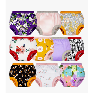 BIG ELEPHANT Potty Training Underwear - 10 Pack, 100% Cotton Absorbent Unisex Toddler Pee Pants for Boys Girls, Size 3T