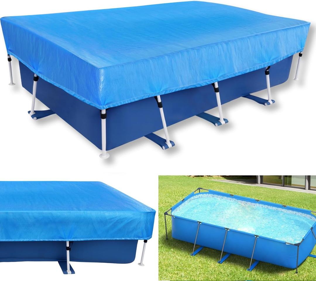 14 x 7 Rectangle Frame Pool Cover 177 X 87inch Regular Pool Cover 14 ft Rectangular Frame Cover with Ropes 178" x 86" Rainproof Dust PE Blue Dustproof Rainproof Waterproof
