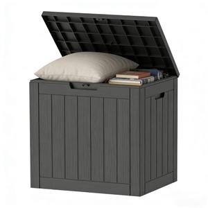 Decksplore 35 Gallon Resin Deck Box All Weather Outdoor Storage Box for Patio Furniture, Garden Tools, Lockable, Black