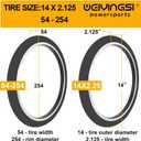 14x2.125 54-254 E-Bike Tire and Tube Set, 14 Inch Electric Scooter Tire Tube with Angled Valve Stem Replacement Electric Scooters,Bikes and Kids Bikes - 1 Pack
