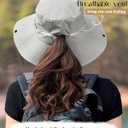 FURTALK Sun Hats for Women Ponytail UPF 80+ Beach Summer Hat Wide Brim Packable Cowboy Hat (One Size, Light Grey)