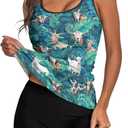 HUNTFAMI Tankinis Swim Suits for Women Two Piece 2025 Womens Bathing Suits Holiday Beachwear Women with Boyshorts (M)