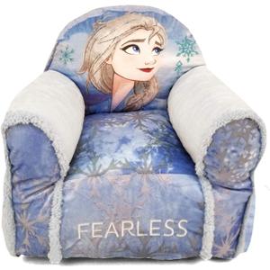 Idea Nuova Frozen Elsa Figural Disney Bean Bag Chair with Sherpa Trim,Polyester, Purple Snowflake, Ages 3+, Small