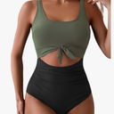 Eomenie Women's One Piece Swimsuit Tummy Control Slimming Bathing Suit Cutout Tie Knot Swimwear M