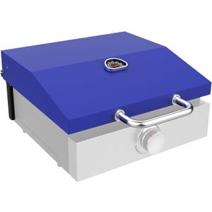 Hard Cover Hood with Temperature Gauge for Blackstone 17 inch Table Top Griddle, Hinged Lid for Blackstone 17" Front or Rear Grease Model 1650, 1832 and More Portable Grill, Blue