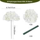 White Hydrangea Artificial Flowers Bulk, 30 Pcs Faux Hydrangea Flowers Heads, Artificial Fake Silk Hydrangea Flowers with Stems, White Flowers Artificial for Decoration Wedding Dcor