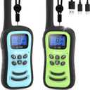 QUOLIX Walkie Talkies for Kids 2 Pack, Rechargeable Kids Walkie Talkies Toy for 3-12 YrO Boys, Long Range Walkie Talkie with 22 Channels & Flashlight Birthday Gifts for Xmas Outdoor Adventure (BlueGreen)