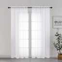 Chyhomenyc White Sheer Curtains 72 Inch Length 2 Panels, Light Filtering Top Dual Rod Pocket Voile Window Curtain Drapes for French Door, Bedroom Living and Children Room, Each 42W x 72L