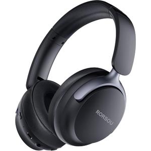 RORSOU B8 Bluetooth Headphones Over Ear, 6 EQ Music Modes and 50H Playtime Deep Bass Wireless Headphones with Mic, Lightweight Folding HiFi Stereo Headset for iPad/Travel/Tablet/PC/Home Space Black