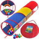 Playz Extra-Large Play Tunnel for Toddlers 1-3 Years  Pop-Up Baby Crawl Tube, Sensory Activity, Indoor & Outdoor Kids Toy, Collapsible for Easy Storage (Yellow, Red, Blue)