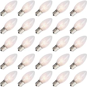 25 Pack C9 Replacement Light Bulbs, C9 Clear String Lights Repalcement Bulbs Fits in C9/E17 Intermediate Base, 7W Night Light Bulbs for Indoor Outdoor Christmas String Light Patio Holiday