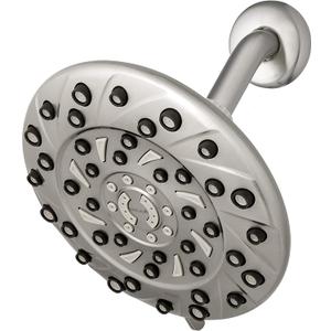 Waterpik 6-Mode RainFall+ Rain Shower Head with PowerPulse Massage, Brushed Nickel, XEM-639E