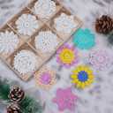 30Pcs Wooden Snowflake Ornaments, White Christmas Tree Hanging Decorations DIY Craft Wood Cutouts for Xmas, Rustic Unfinished Wood Snowflakes with Twine for Crafts and Holiday Decor