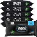 DUDE Wipes Unscented Flushable Wipes - Extra-Large Adult Wet Wipes for Sensitive Skin - 6 Pack (288 Count) - Infused with Vitamin E and Aloe - Septic and Sewer Safe