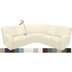 Waterproof Reclining Sectional Couch Covers Washable L Shaped Couch Cover for Sectionals Recliner Sofa Covers Stretch Corner Recliner Slipcovers for Dogs (5 Seater Cover, Beige)