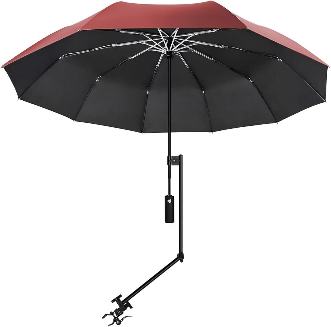 UPF 50+ Beach Umbrella with Adjustable Universal Clamp Winecolor UPF 50+ Beach Umbrella with Adjustable Universal Clamp Winecolor