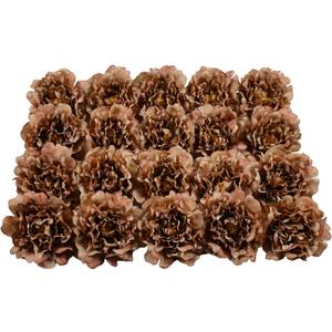20 Pcs Artificial Flower Peonies, 5" Silk Fake Peonies with 6" Stems No Leaf, Faux Peonies Flowers for Decoration Wedding Home Party Centerpiece Decor Floral Art (Coffee)